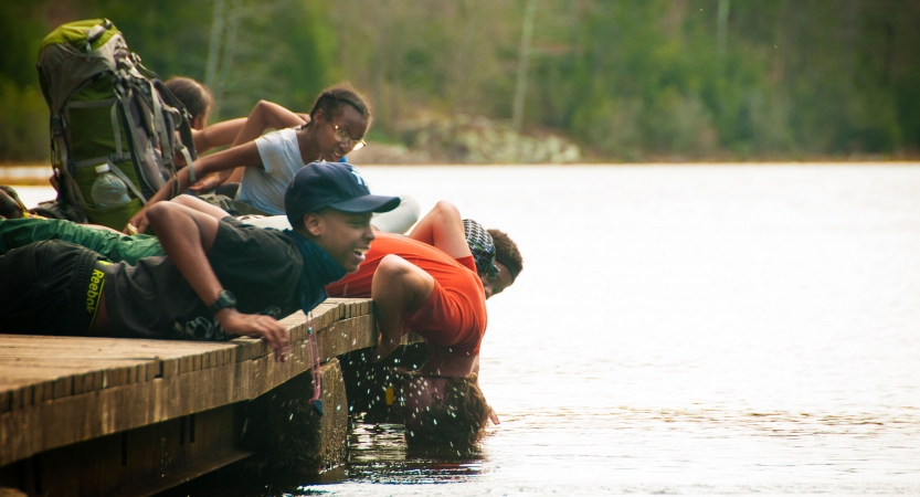 Students at play in Delaware Water Gap